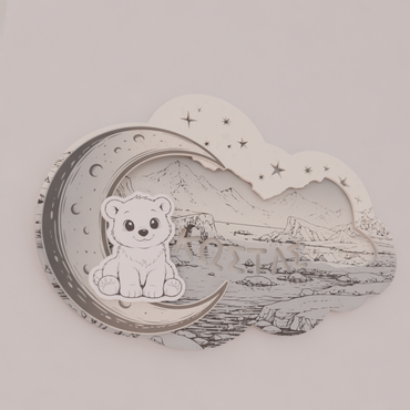 "Little Polar Bear" | Επιτοίχιο Φωτιστικό σε θέμα Πολική Αρκουδίτσα με όνομα (42cm * 27cm)