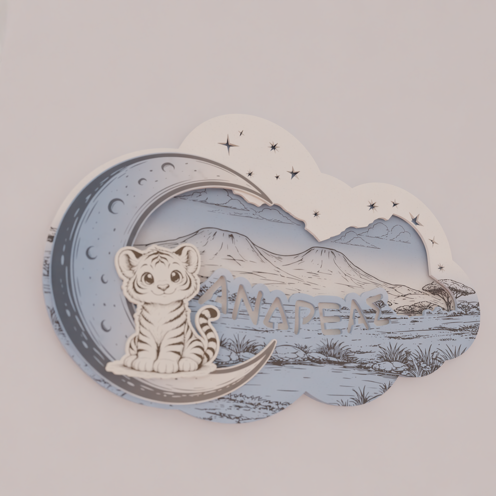 "Little Tiger" | Επιτοίχιο Φωτιστικό σε θέμα "Μικρό Τιγράκι" με όνομα