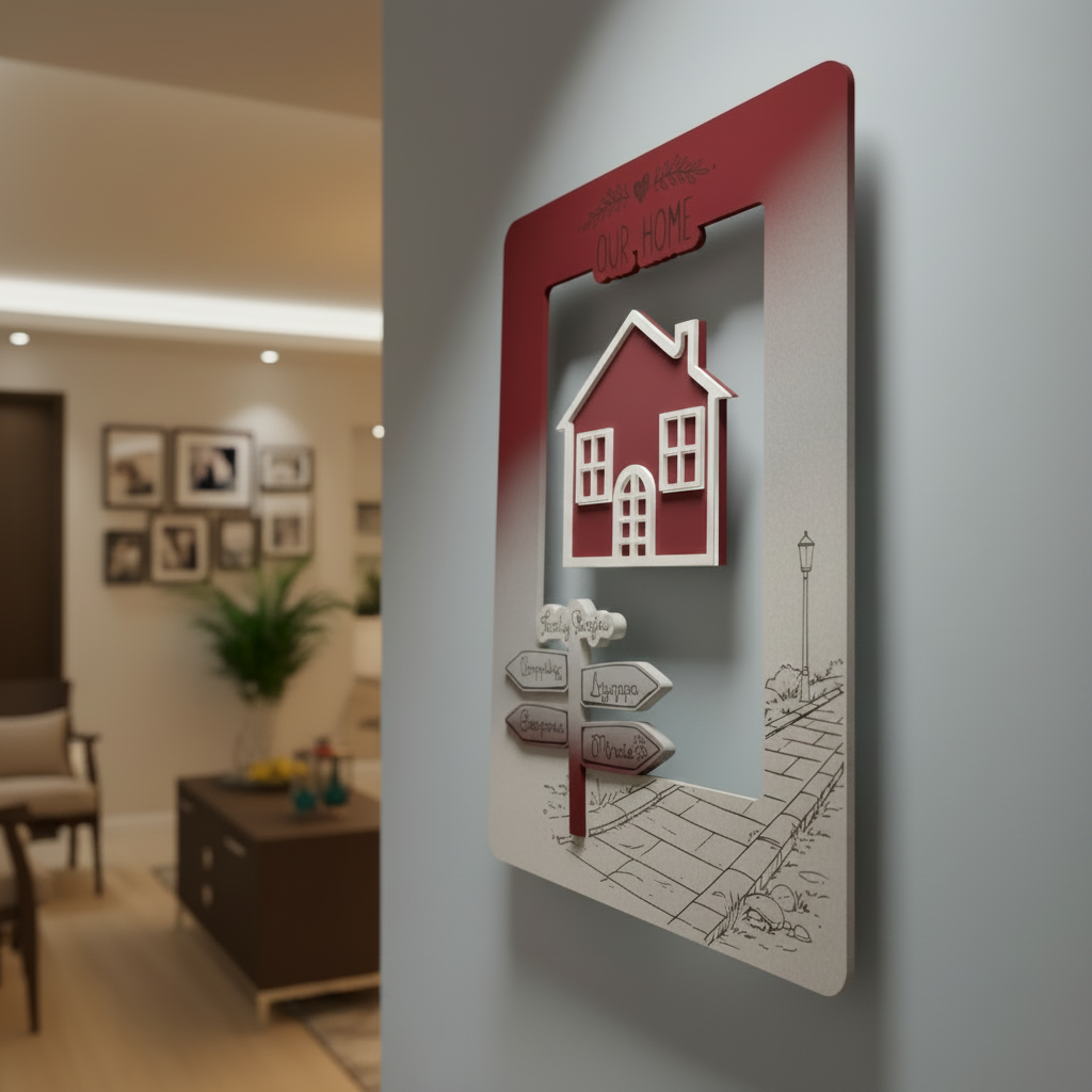 Φωτιζόμενο Προσωποποιημένο Κάδρο "Family Home" με ονόματα οικογένειας (31cm *23cm)