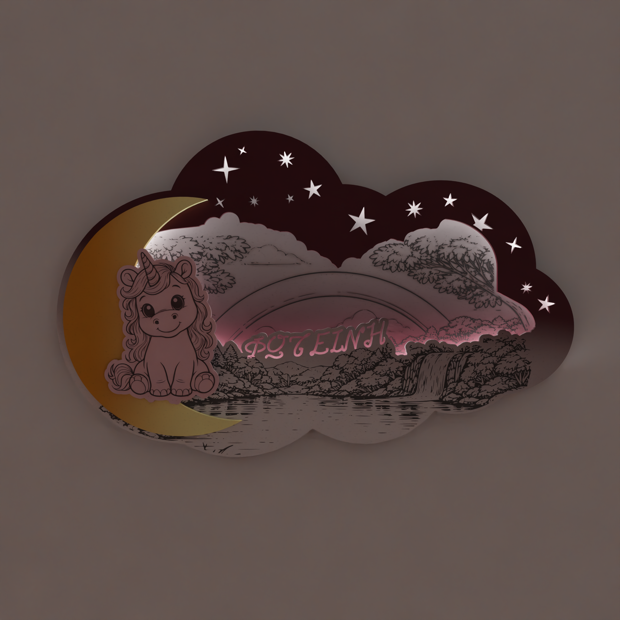 " Cute Unicorn " | Επιτοίχιο Φωτιστικό με όνομα  σε θέμα "Μονόκερος"