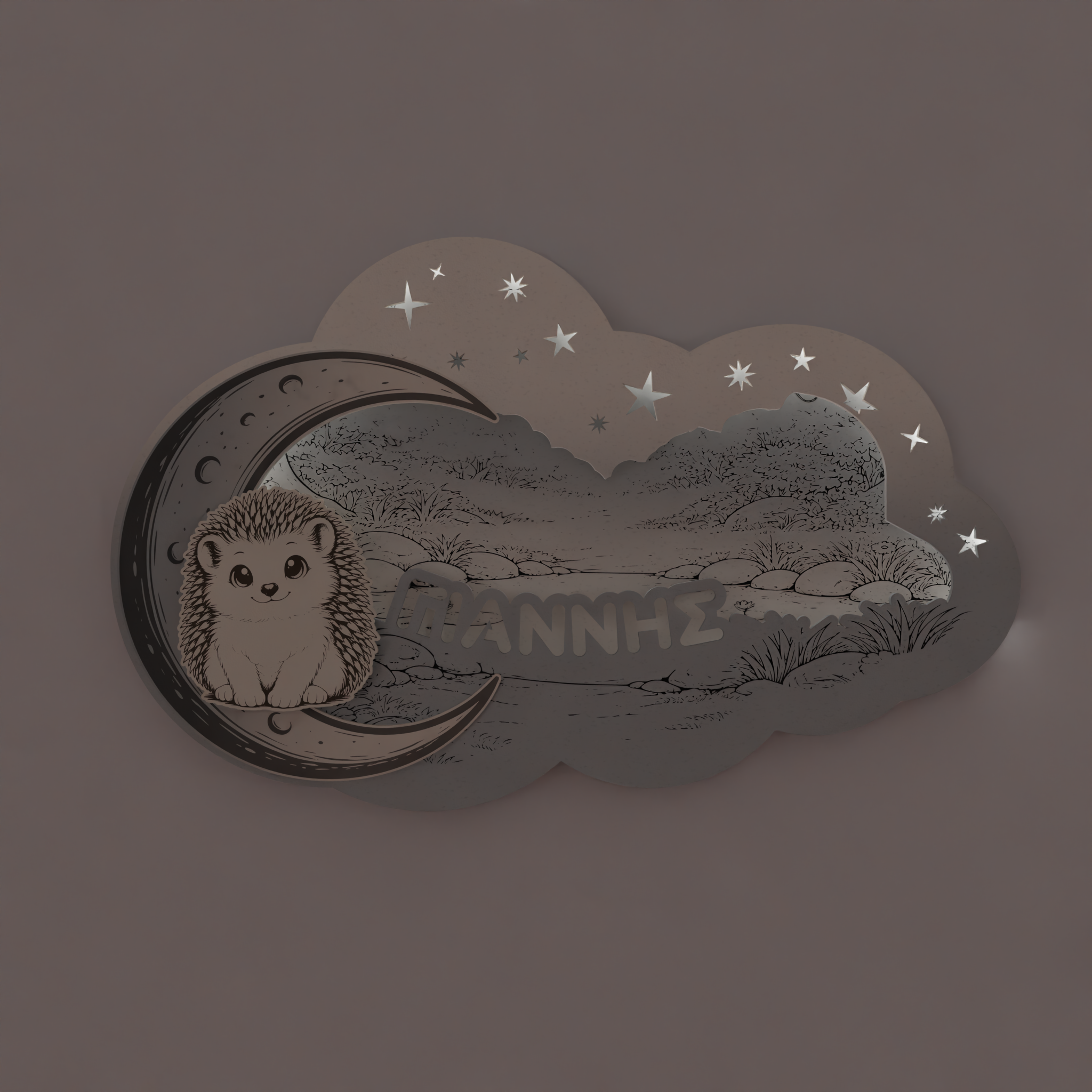 "Cute Hedgehog" | Επιτοίχιο Φωτιστικό σε θέμα "Γλυκό Σκατζοχοιράκι" με όνομα (42cm *27cm)