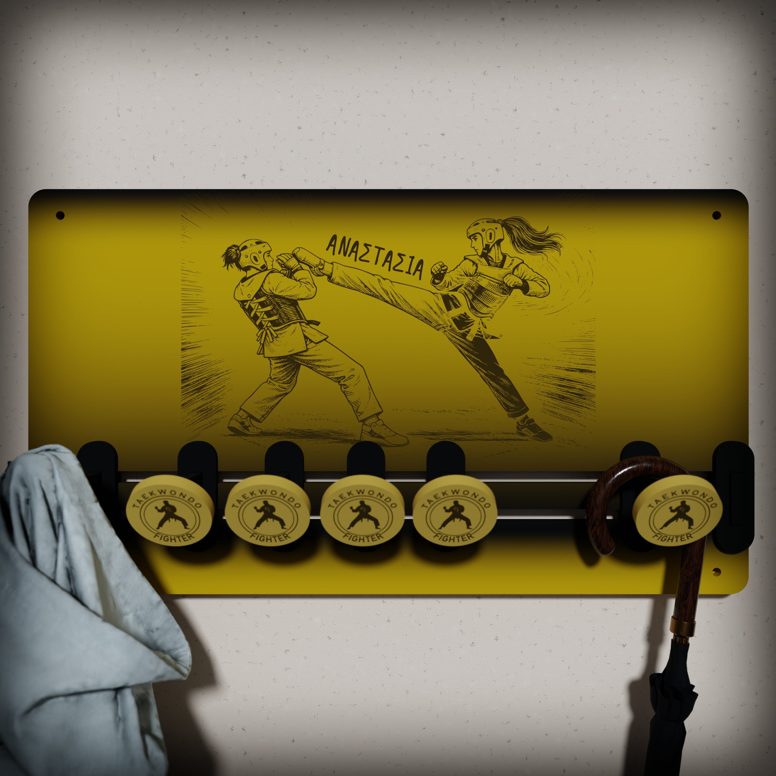 Κρεμάστρα Τοίχου "Tae Kwon Do" με Όνομα (36*20,5)