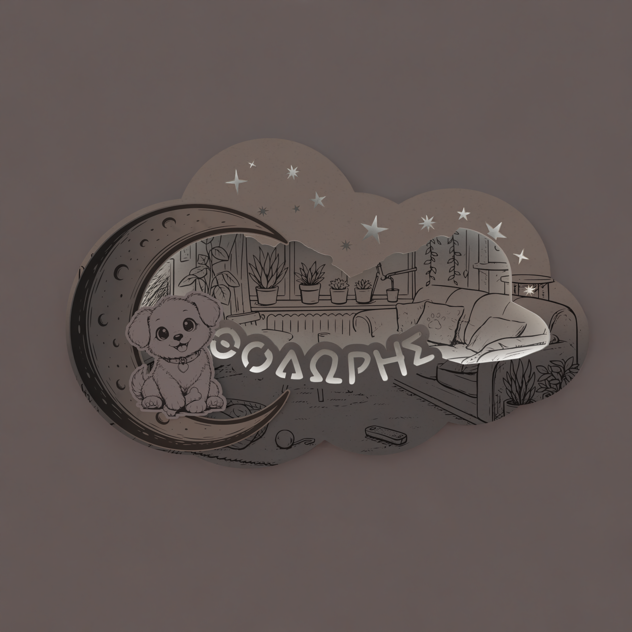 "Cute Puppy" | Επιτοίχιο Φωτιστικό με όνομα  σε θέμα "Κουταβάκι" (42cm *27cm)