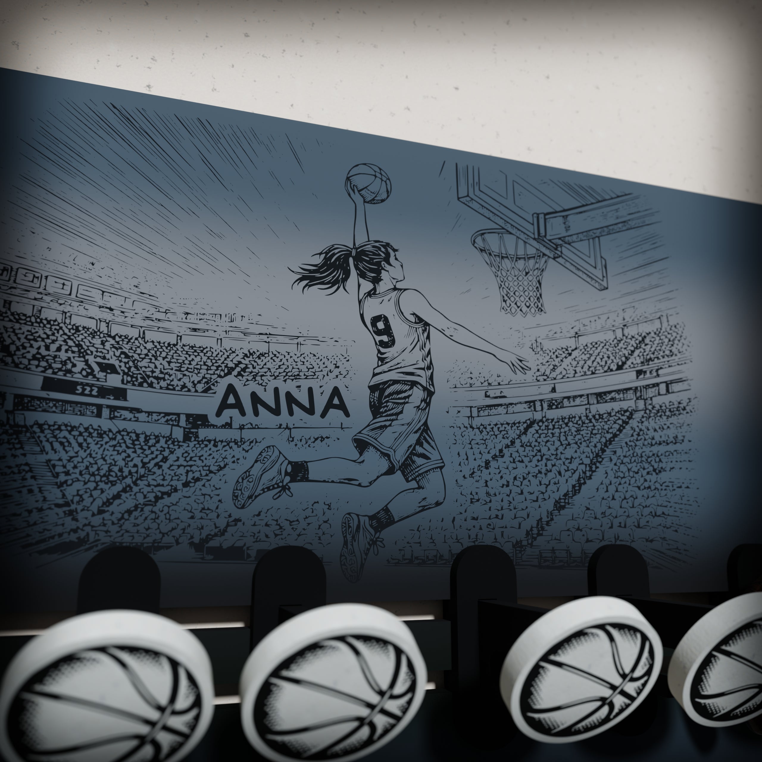 Κρεμάστρα Τοίχου "Basketball" με Όνομα (36*20,5cm)