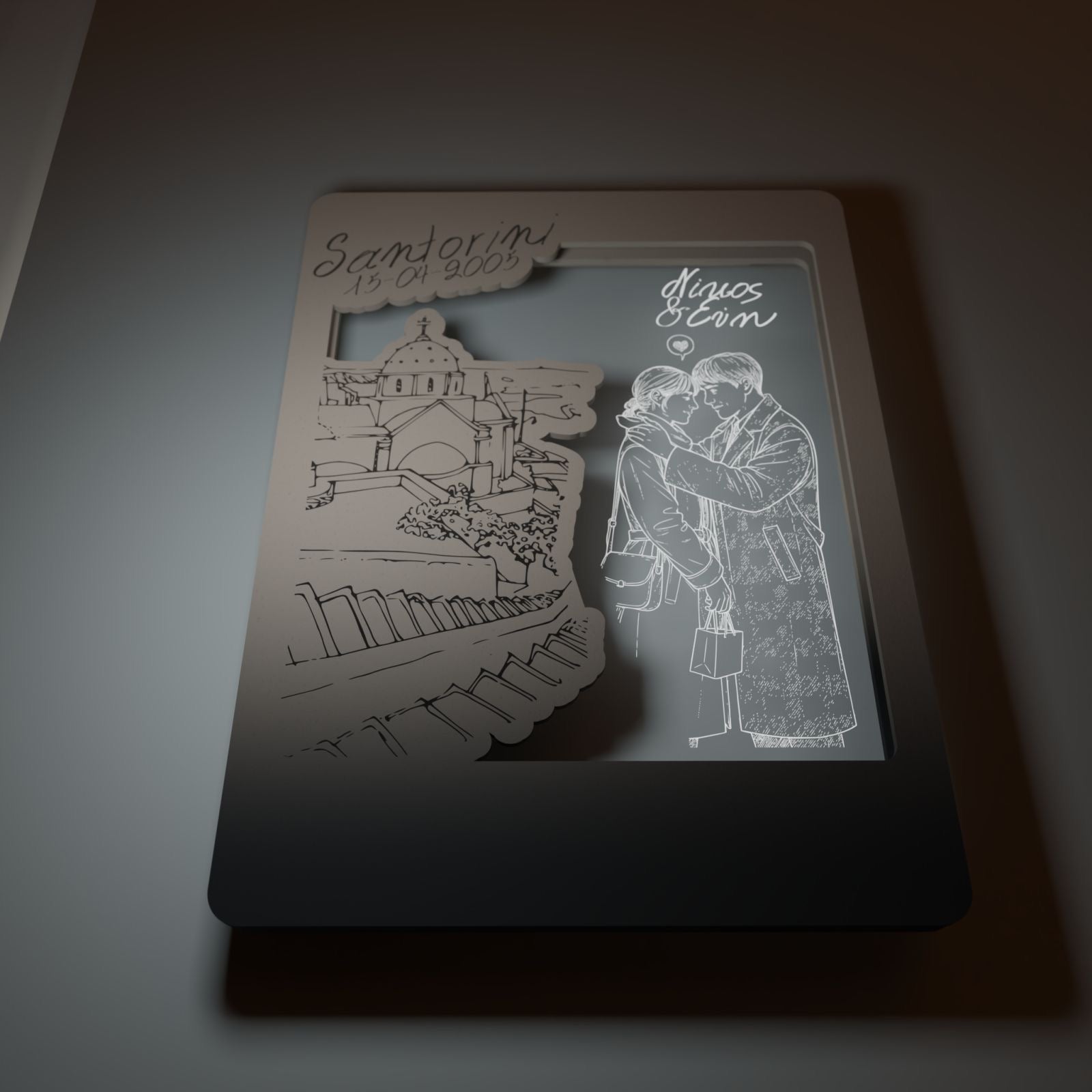 Επιτοίχιο Προσωποποιημένο Κάδρο "Lovers in Santorini"