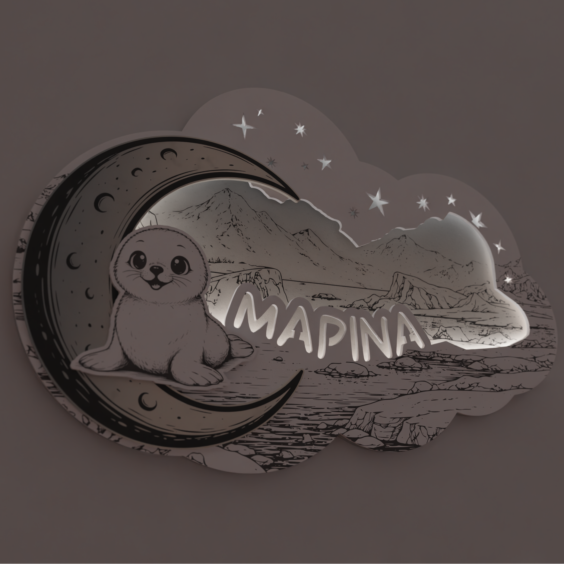 "Little Seal" | Επιτοίχιο Φωτιστικό σε θέμα Μικρή Φώκια με όνομα