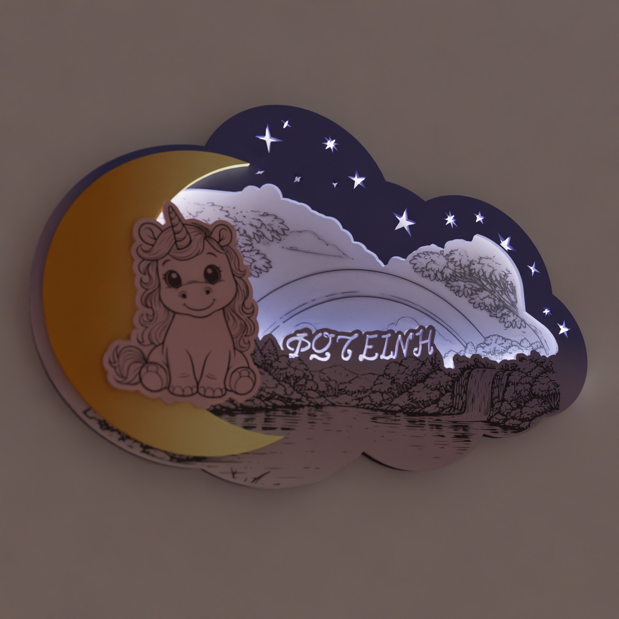 " Cute Unicorn " | Επιτοίχιο Φωτιστικό με όνομα  σε θέμα "Μονόκερος"