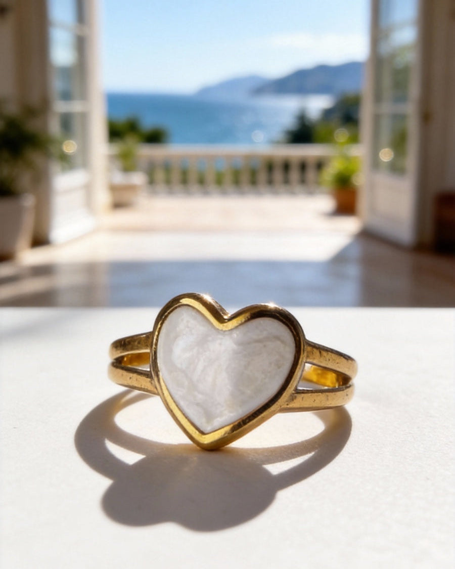 Δαχτυλίδι "Marble Heart" από επιχρυσωμένο ατσάλι