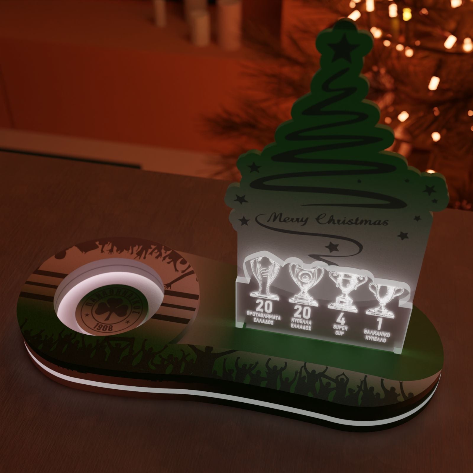 Χριστουγεννιάτικη Μπάλα "Γήπεδο Τριφυλλιού" (12cm) με Κρεμαστό Όνομα