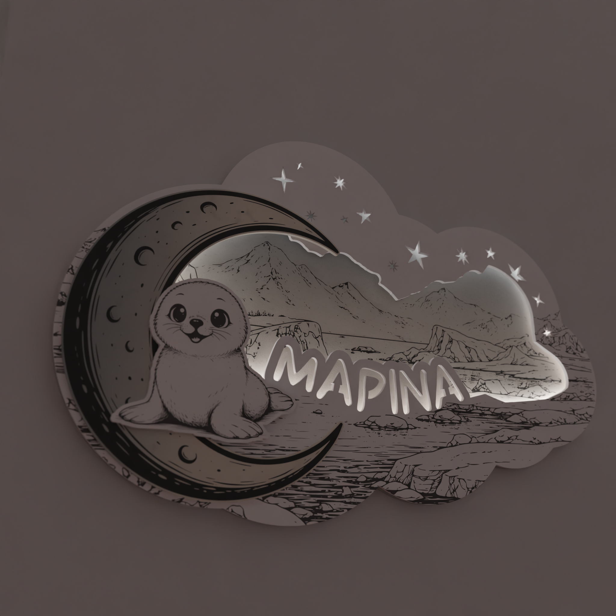 “Little Seal – Μικρή Φώκια”|Σετ Πασχαλινή Λαμπάδα & Επιτοίχιο Φωτιστικό με Όνομα