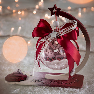 Χριστουγεννιάτικη Μπάλα 10cm "Thankful" με ξύλινο στοιχείο| Δώρο για παιδίατρο