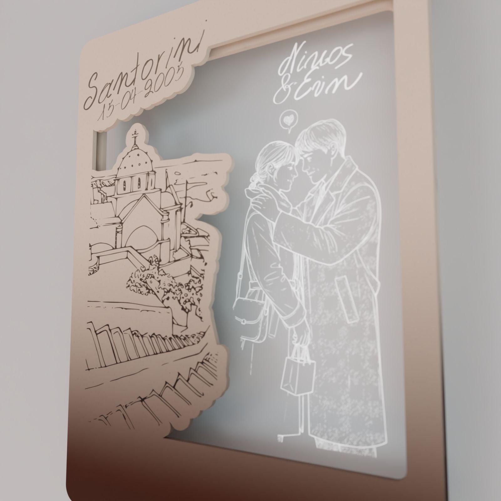 Επιτοίχιο Προσωποποιημένο Κάδρο "Lovers in Santorini"