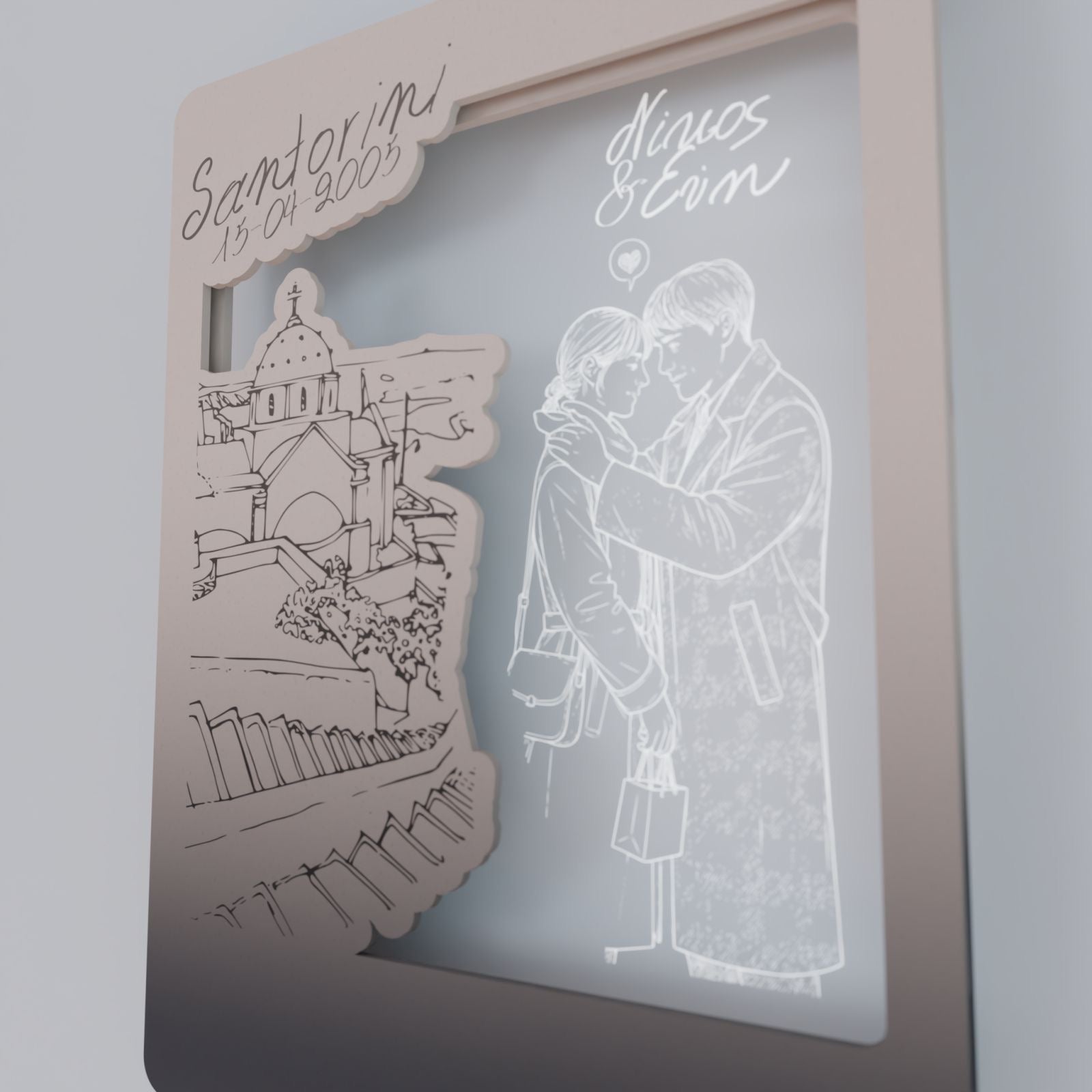 Επιτοίχιο Προσωποποιημένο Κάδρο "Lovers in Santorini"