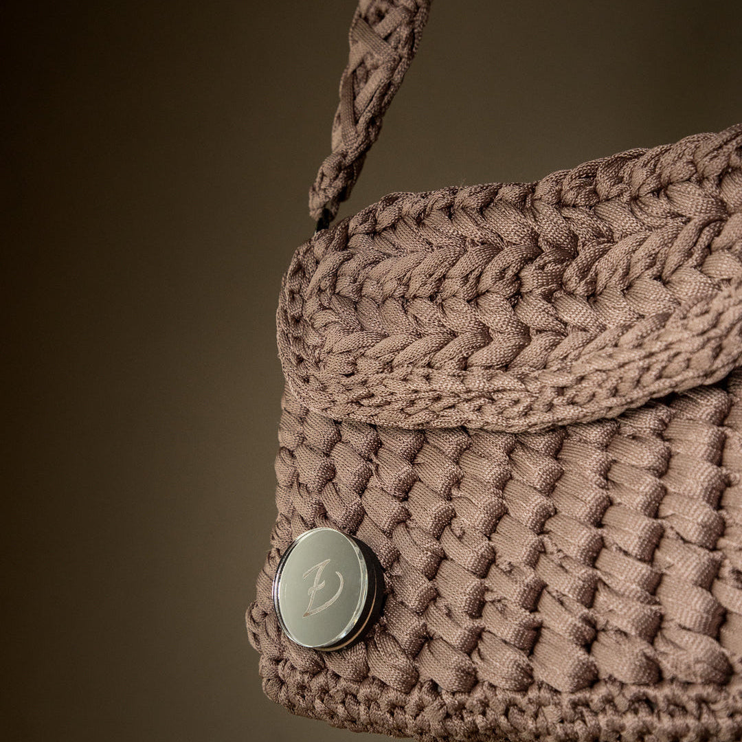 SATIN LATTE BRAID| Handmade Personalized Statement Bag με λουράκι (δυνατότητα προσωποποίησης)
