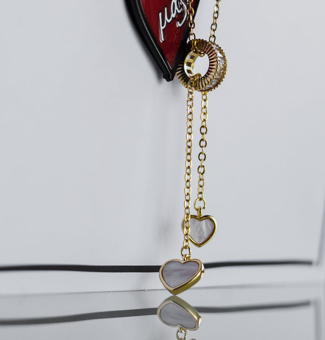 Ατσάλινο Κολιέ "Little White Hearts"