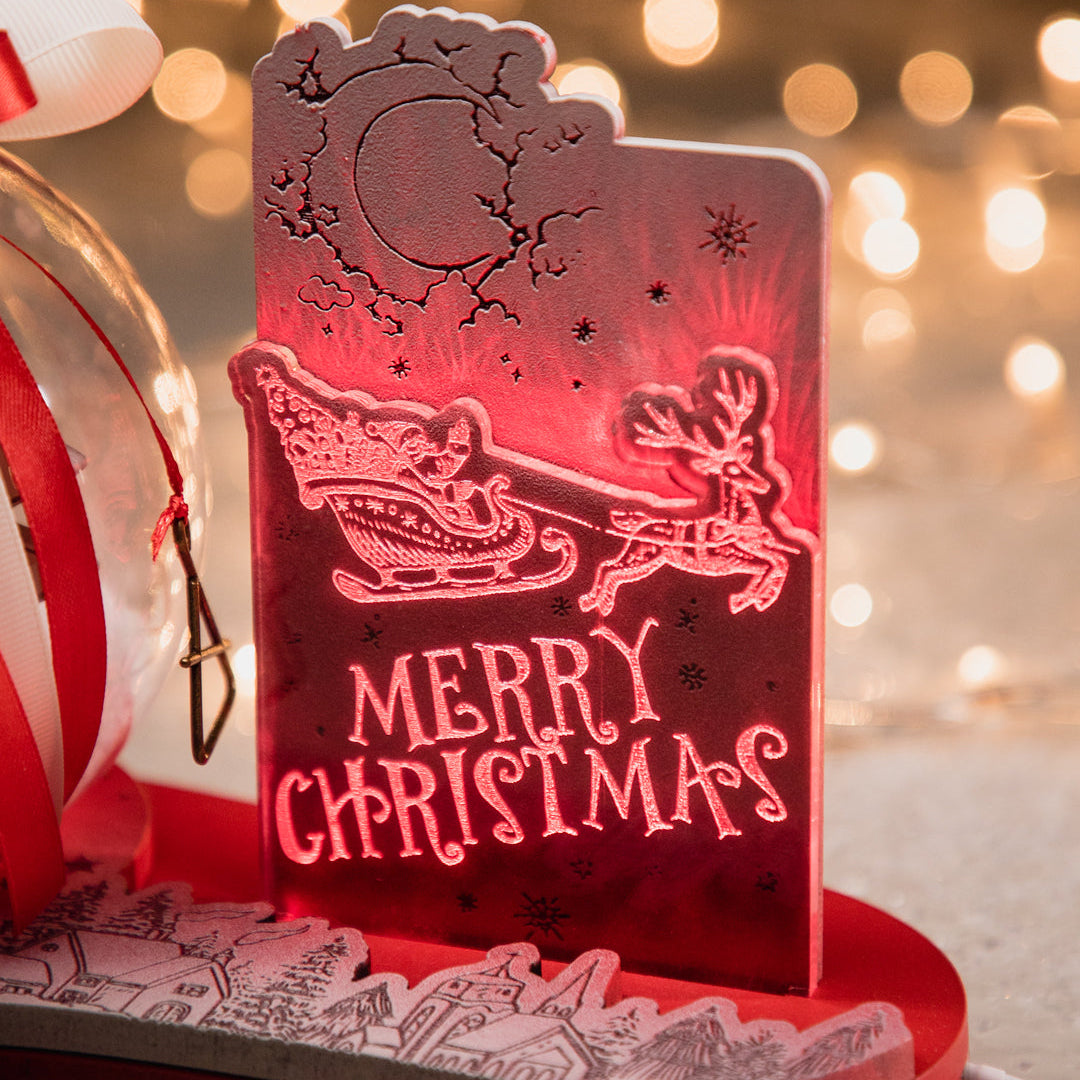 "Christmas Home"| Χριστουγεννιάτικη Μπάλα Family Christmas σε φωτιζόμενη βάση