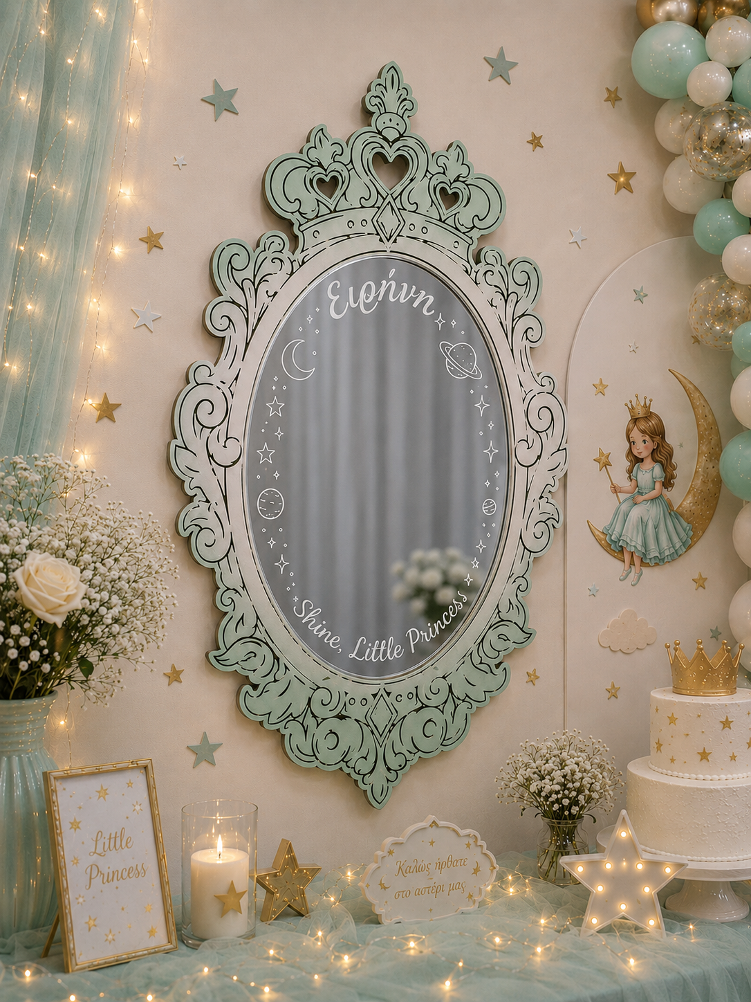 Ξύλινος Καθρέπτης με Plexiglass Custom Χαραγμένο Όνομα (επιλογές αποχρώσεων και μεγεθών)