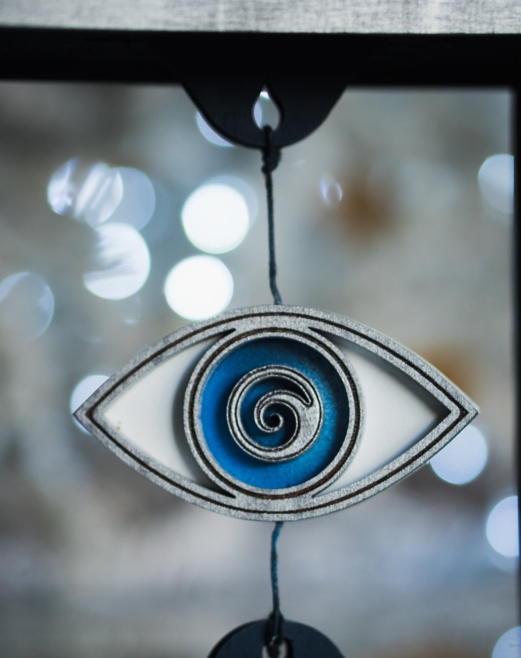 Γούρι 2024|Χειροποίητο Προσωποποιημένο Καδράκι με  Μάτι σε Ασημί Μπλε Απόχρωση
