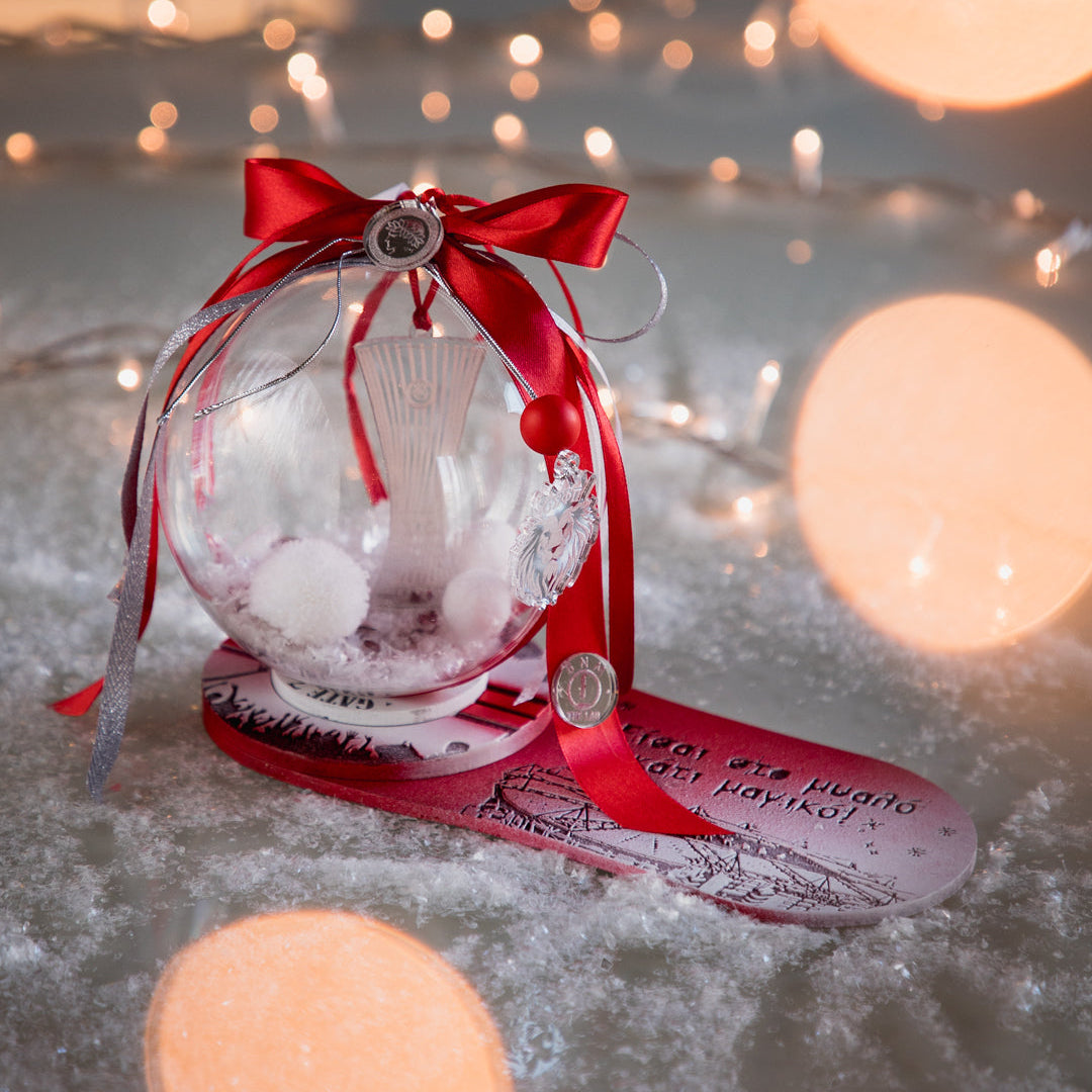 Χριστουγεννιάτικη Μπάλα με Ξύλινη Βάση 