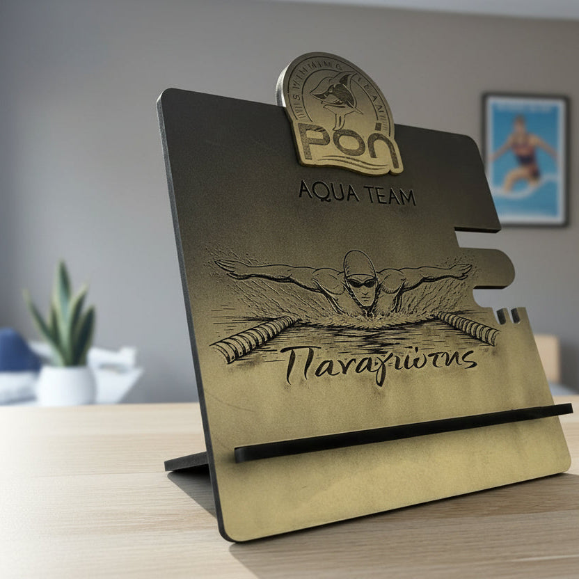 Βάση Tablet/Smartphone  "Swimmer" με Όνομα & Δυνατότητα προσθήκης σήματος/σύλλογου