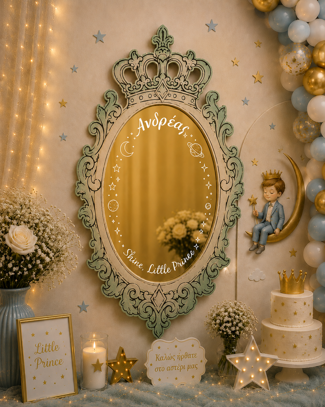 Ξύλινος Καθρέπτης με Plexiglass Custom Χαραγμένο Όνομα (επιλογές αποχρώσεων)