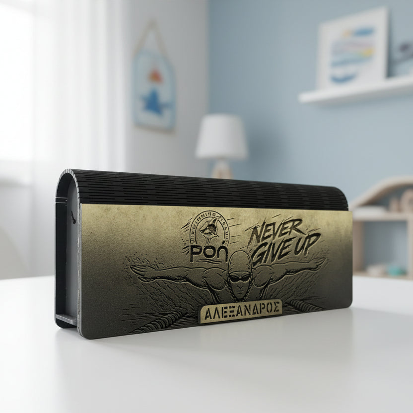 Ξύλινη Κασετίνα "Swimmer" με Όνομα & Δυνατότητα προσθήκης σήματος/συλλόγου (26 * 12cm)