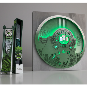 Σετ Πασχαλινή Λαμπάδα ΠΑΟ με μπρελόκ με Όνομα & Επιτοίχιο Φωτιστικό "Τριφύλλι 1908" (32cm)