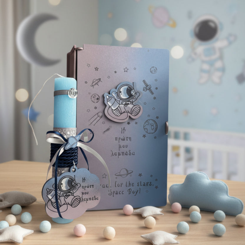 🚀Baby Astroboy 💙"Η πρώτη μου λαμπάδα" σε ξύλινη κασετίνα με όνομα και ημερομηνία γέννησης
