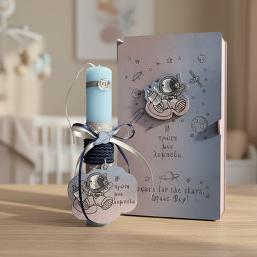 🚀Baby Astroboy 💙"Η πρώτη μου λαμπάδα" σε ξύλινη κασετίνα με όνομα και ημερομηνία γέννησης