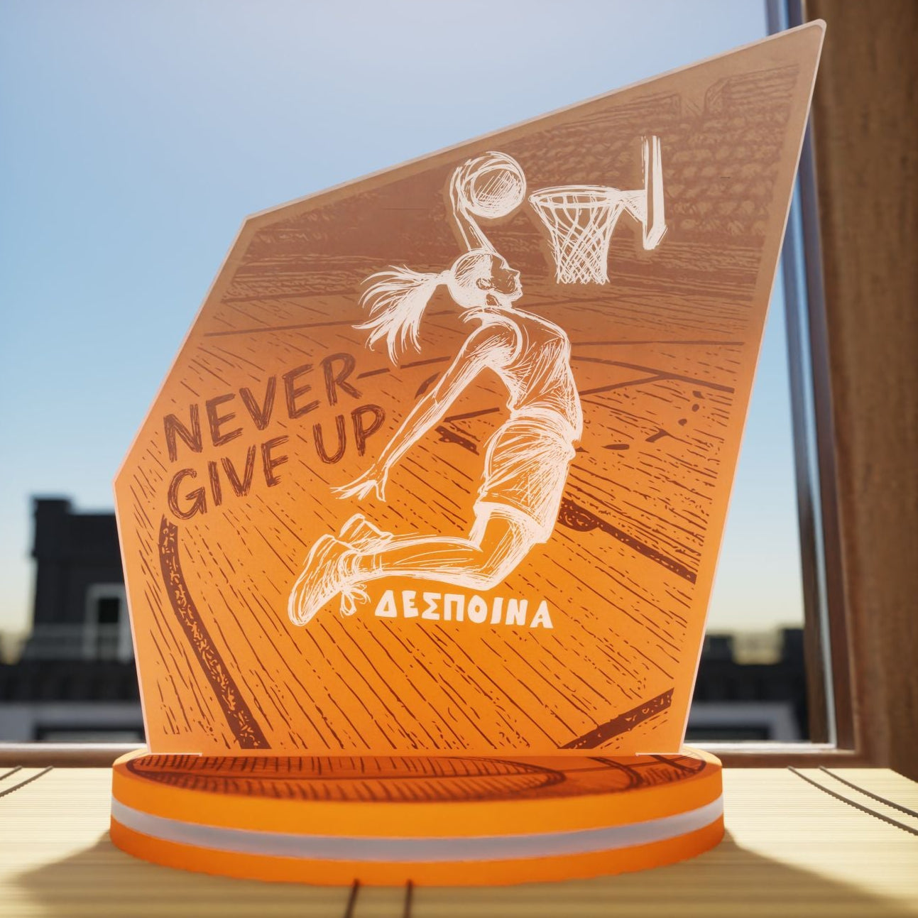 "Never Give Up" Light Collection| Επιτραπέζιο Φωτιστικό  Female "Basketball Player"