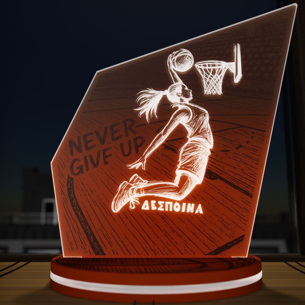 "Never Give Up" Light Collection| Επιτραπέζιο Φωτιστικό  Female "Basketball Player"