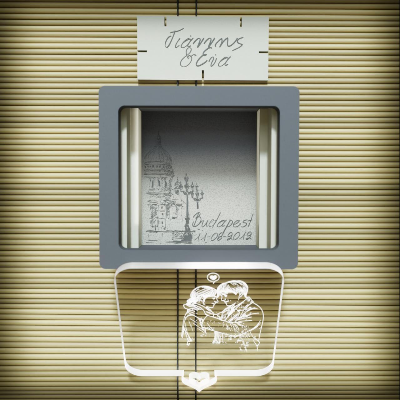 Budapest Lovers|Προσωποποιημένο Κουτί με Ονόματα και Αφιέρωση (10cm * 9cm |Ξύλο & Plexiglass)