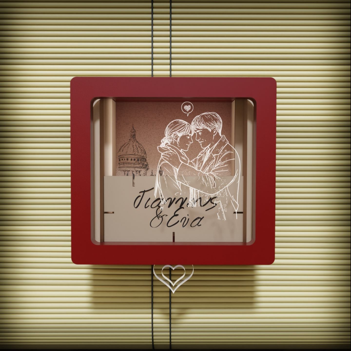 Budapest Lovers|Προσωποποιημένο Κουτί με Ονόματα και Αφιέρωση (10cm * 9cm |Ξύλο & Plexiglass)