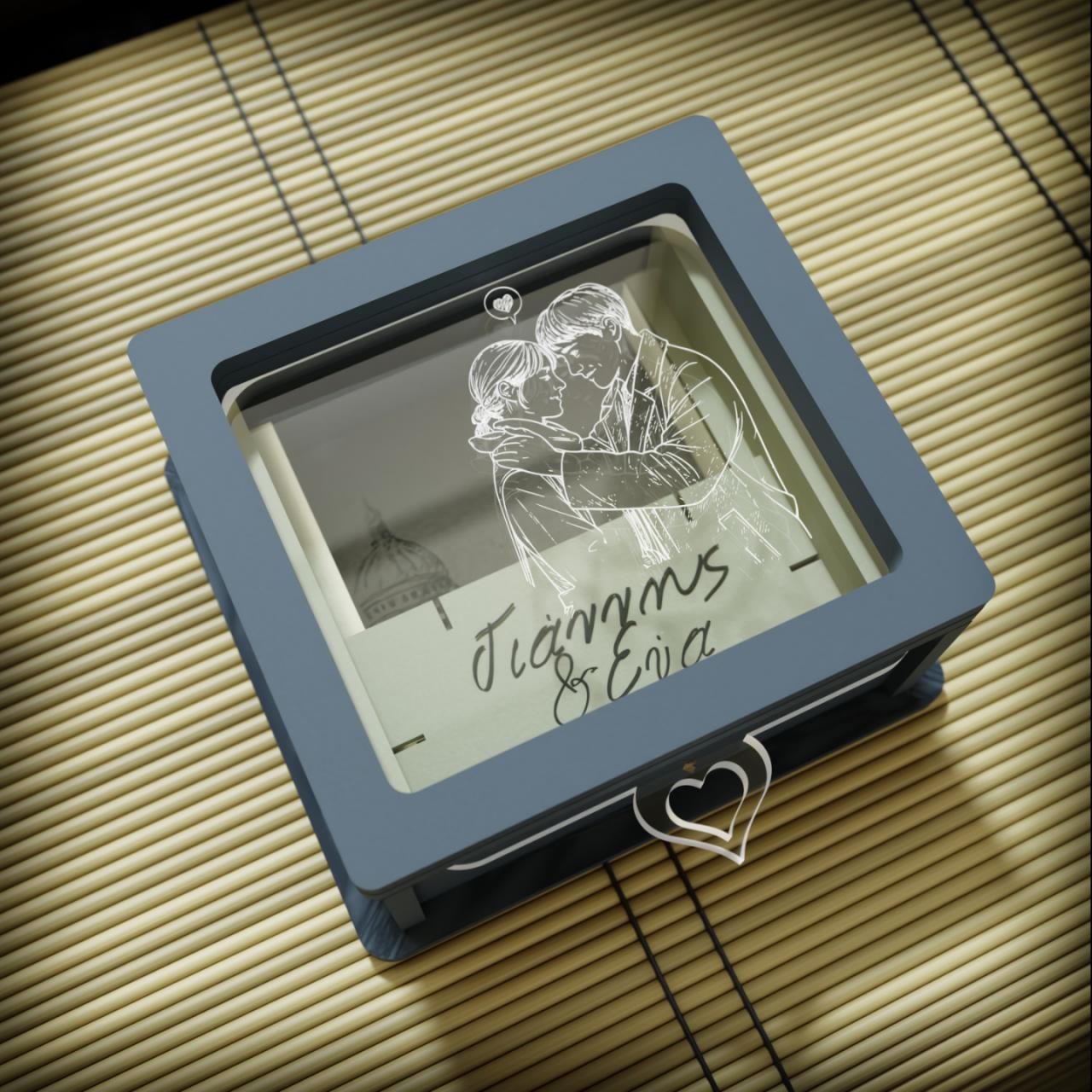 Budapest Lovers|Προσωποποιημένο Κουτί με Ονόματα και Αφιέρωση (10cm * 9cm |Ξύλο & Plexiglass)