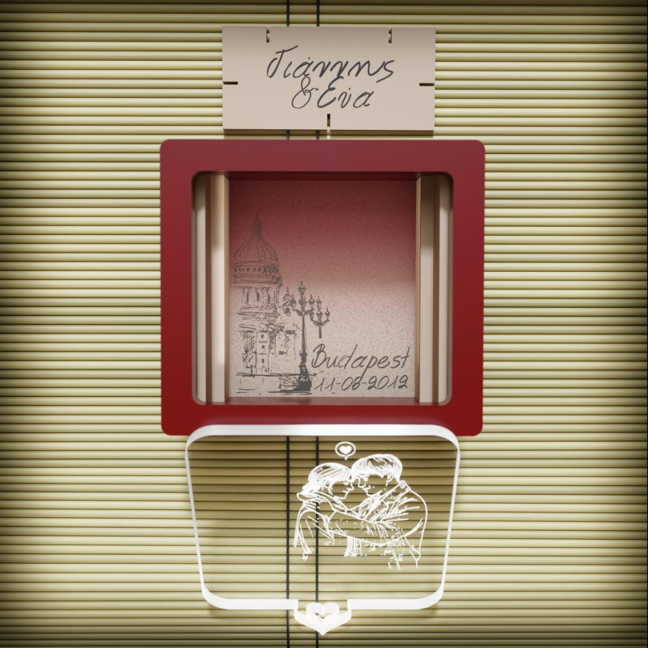 Budapest Lovers|Προσωποποιημένο Κουτί με Ονόματα και Αφιέρωση (10cm * 9cm |Ξύλο & Plexiglass)