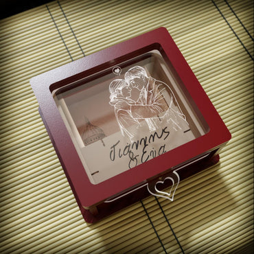 London Lovers | Προσωποποιημένο Κουτί με Ονόματα & Αφιέρωση (10cm * 9cm |Ξύλο & Plexiglass)