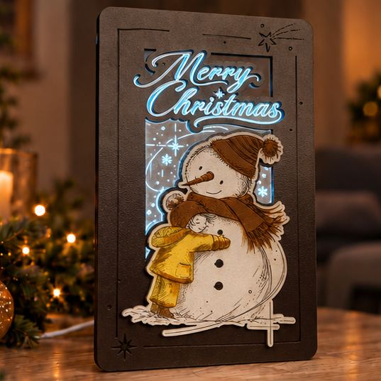 Φωτιζόμενο Καδράκι "Snowman's Hug"