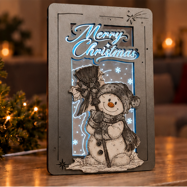 Φωτιζόμενο Καδράκι  "Happy Snowman"