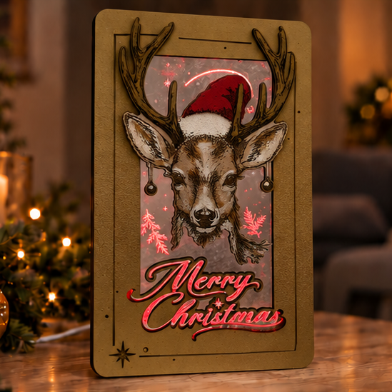 Φωτιζόμενο Καδράκι "Christmas Deer"