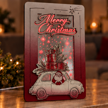 Φωτιζόμενο Καδράκι Led "Santa Tree Car"