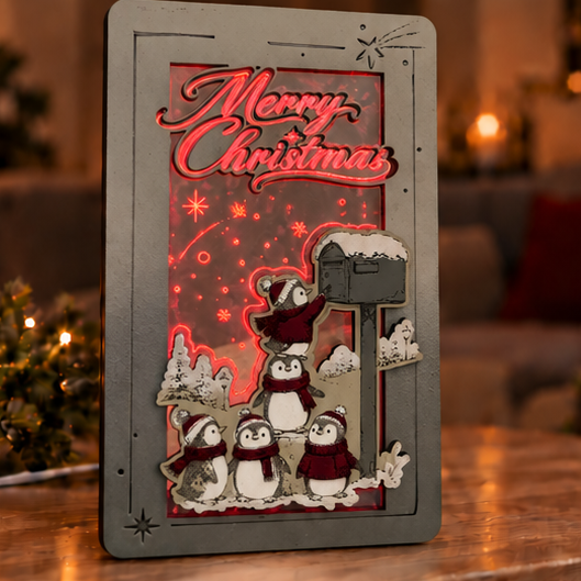 Φωτιζόμενο Καδράκι "Penguins Santa's Letter"