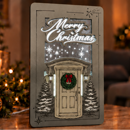 Φωτιζόμενο Καδράκι  "Christmas Door"