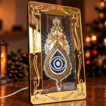 Φωτιζόμενο Κάδρο Γούρι "Magical Eye Gold Plexiglass"