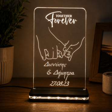 "Together Forever"|Προσωποποιημένο 3D Led Φωτιστικό με Ονόματα και Ημερομηνία