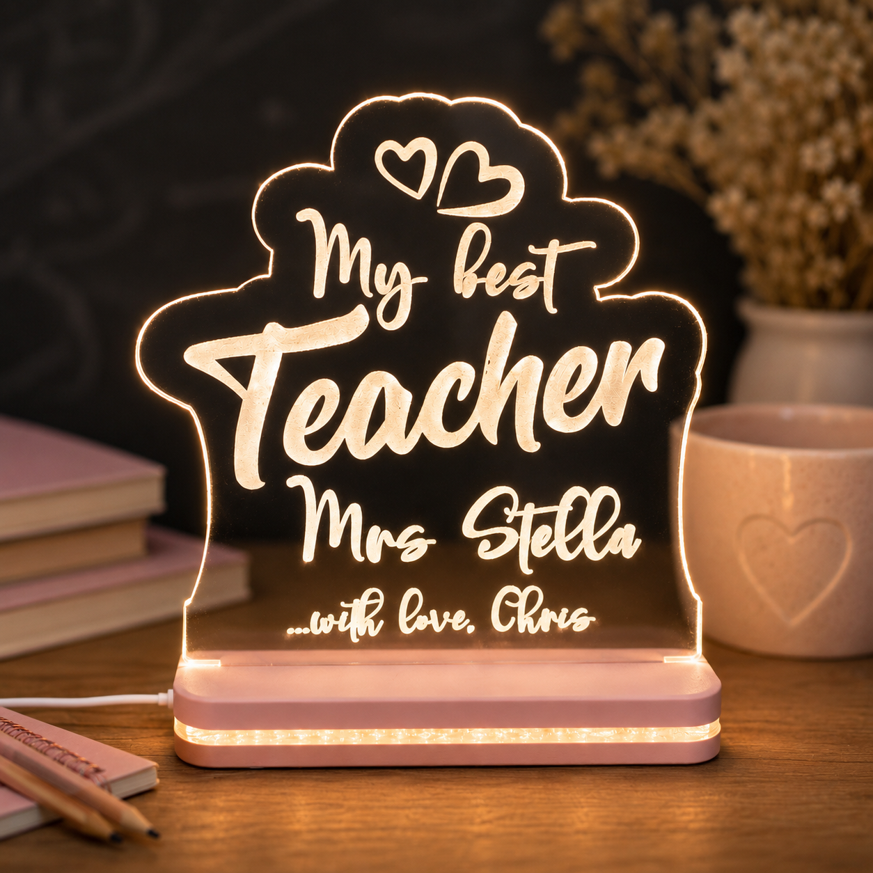 ΠΡΟΣΩΠΟΠΟΙΗΜΕΝΟ 3D LED "Best Teacher" (14cm)