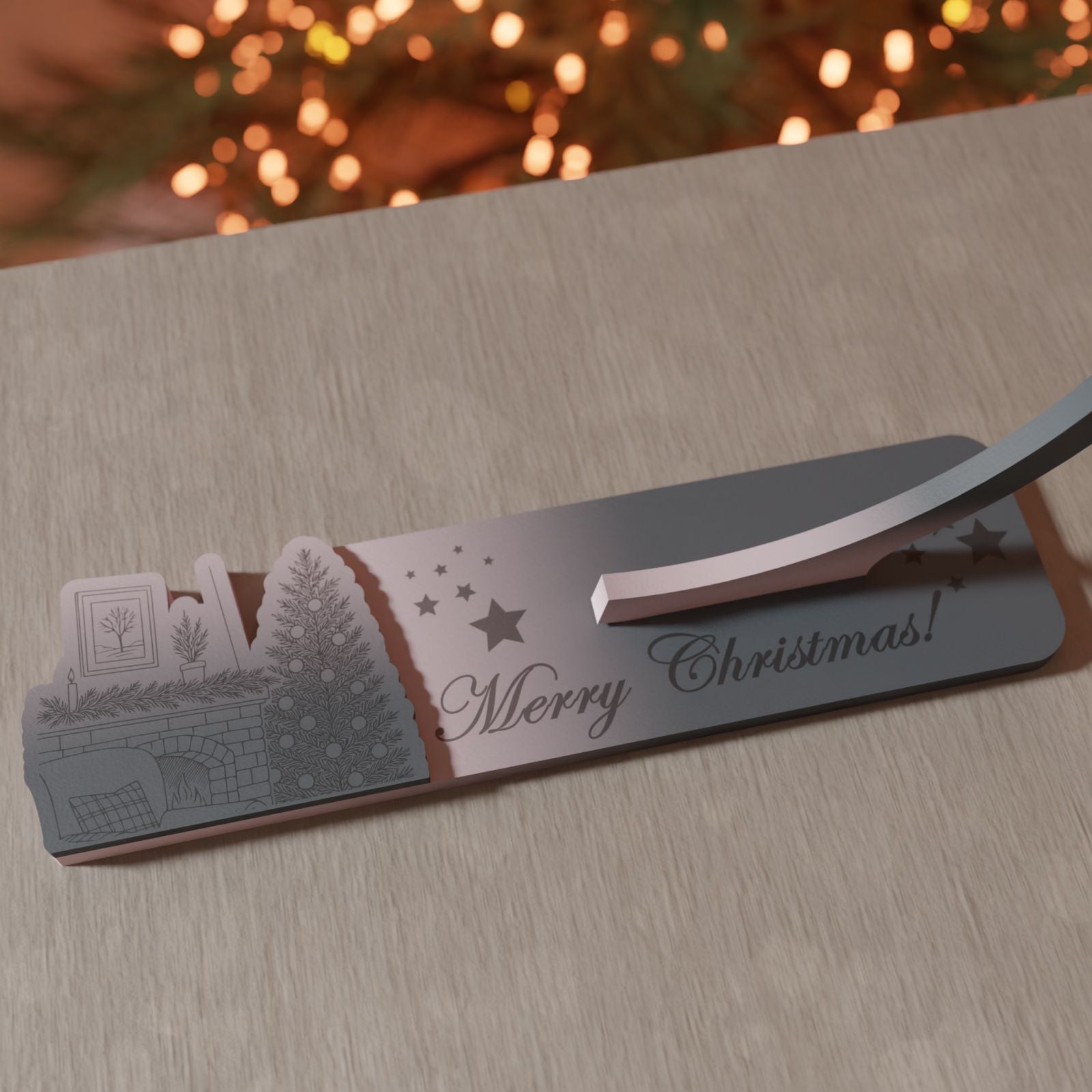 Ξύλινη Βάση για Κρεμαστή Μπάλα "Home for Christmas"|20cm*22cm