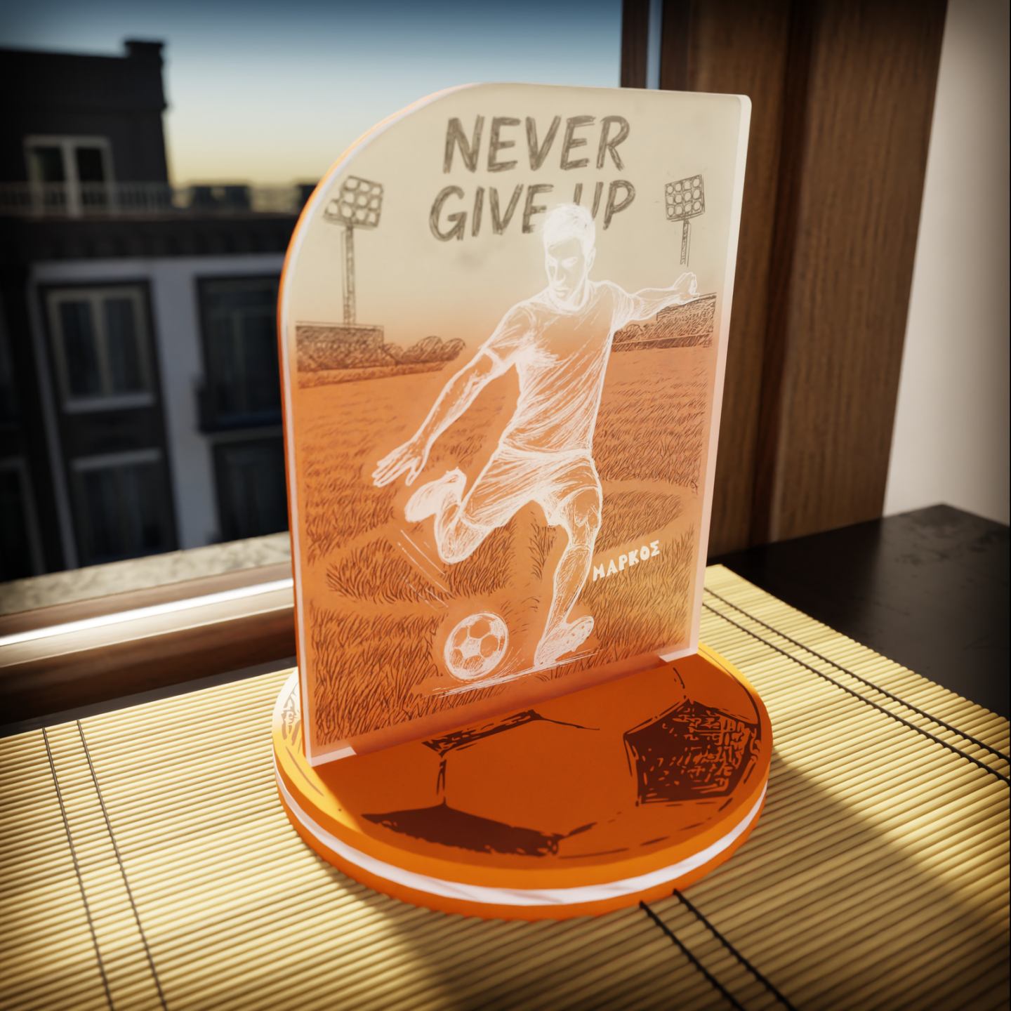 "Never Give Up" Light Collection | Επιτραπέζιο Φωτιστικό "Football Player"