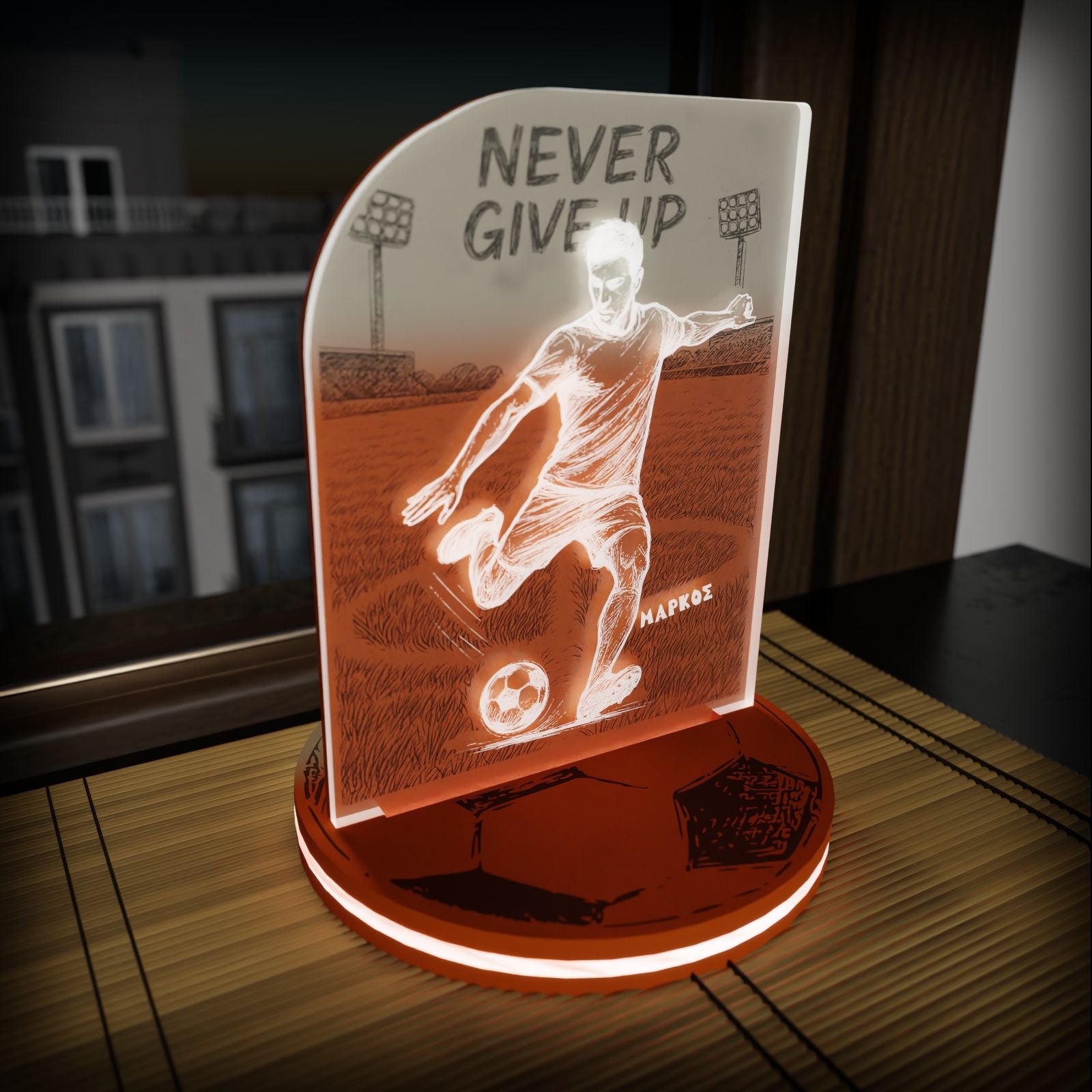 "Never Give Up" Light Collection | Επιτραπέζιο Φωτιστικό "Football Player"