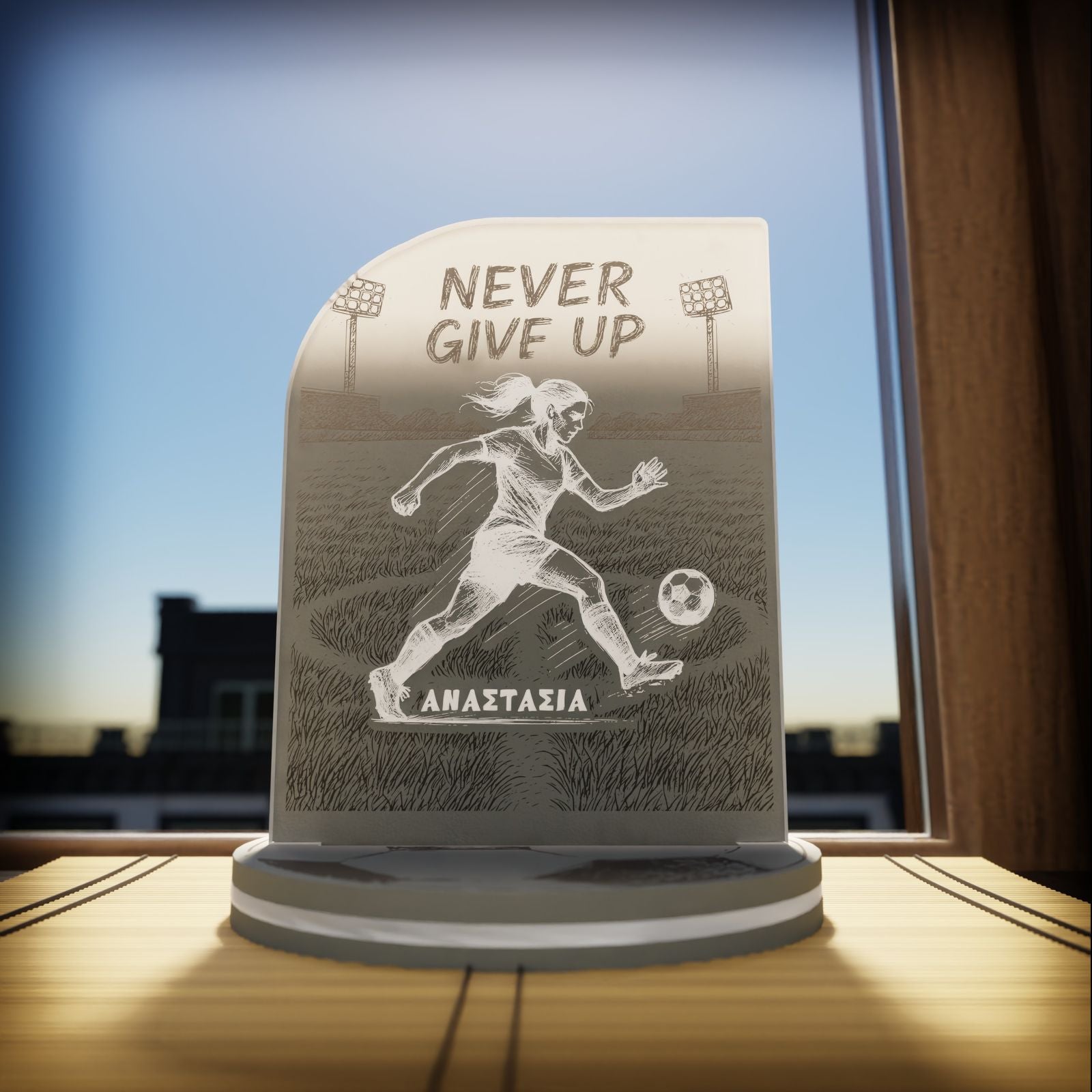 "Never Give Up" Light Collection | Επιτραπέζιο Φωτιστικό "Football Player"-Woman Figure