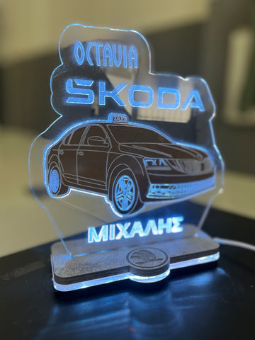 Προσωποποιημένο Φωτιστικό 3d Led με θέμα "Taxi Driver"